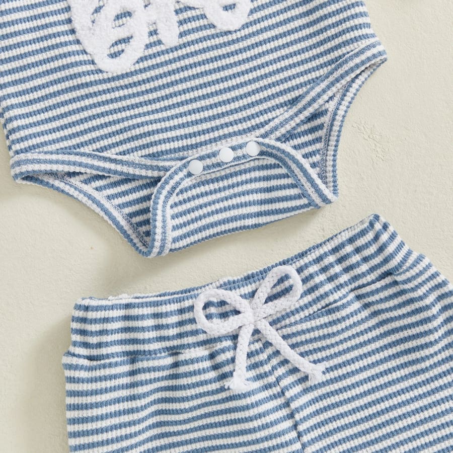 Little Bro Stripe Trackie Set - Blue