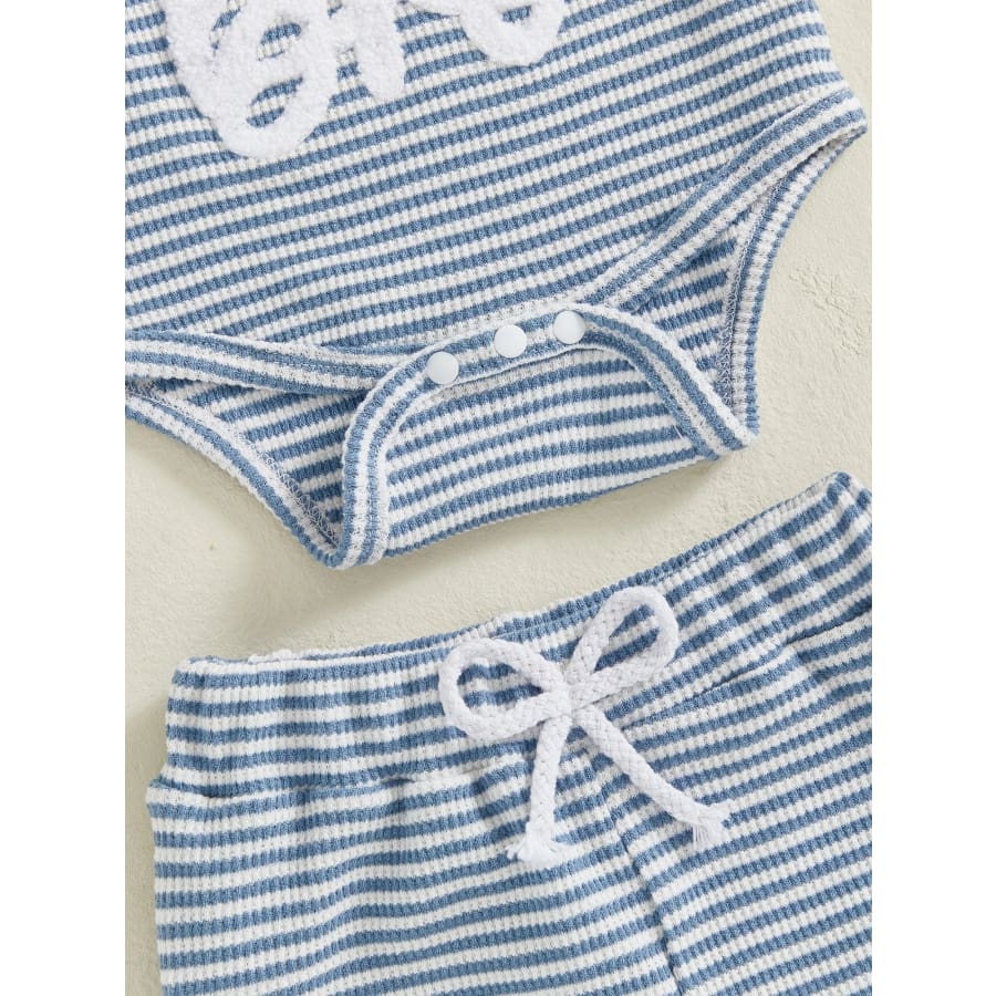 Little Bro Stripe Trackie Set - Blue