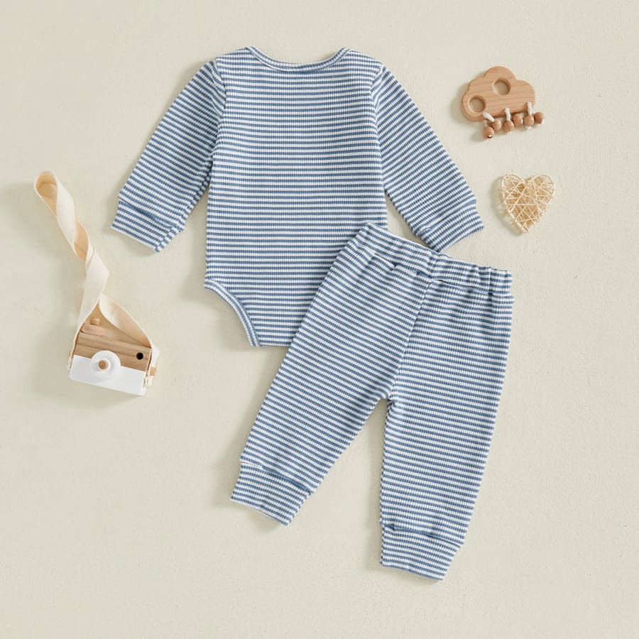 Little Bro Stripe Trackie Set - Blue