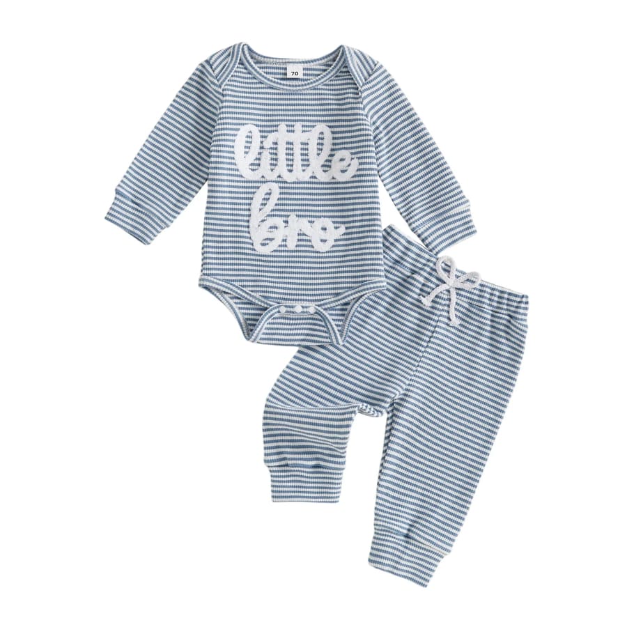 Little Bro Stripe Trackie Set - Blue - Newborn