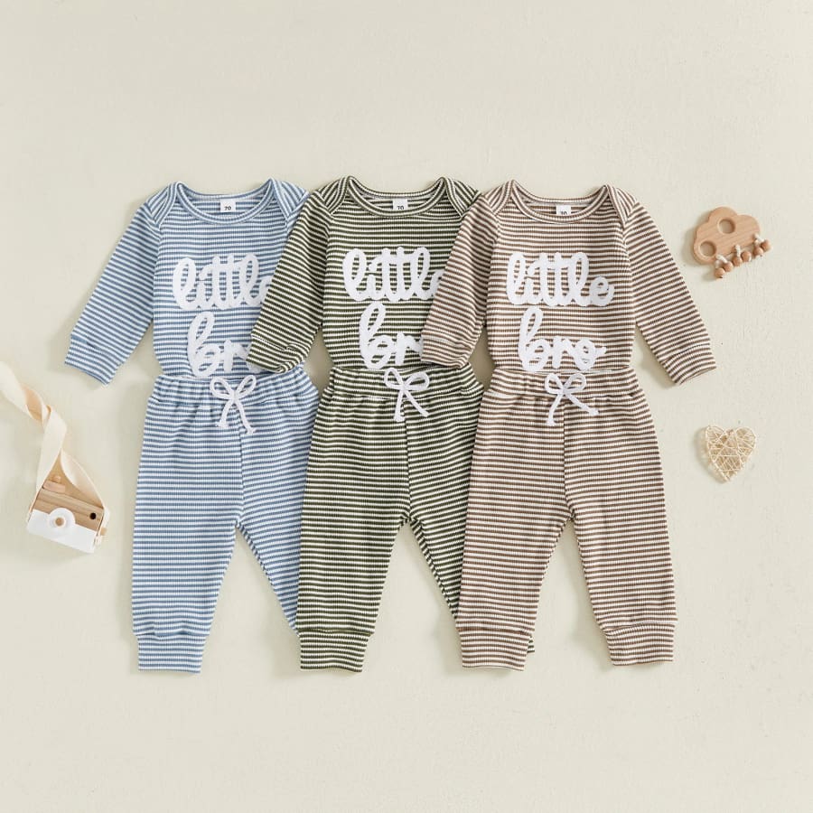 Little Bro Stripe Trackie Set - Forest