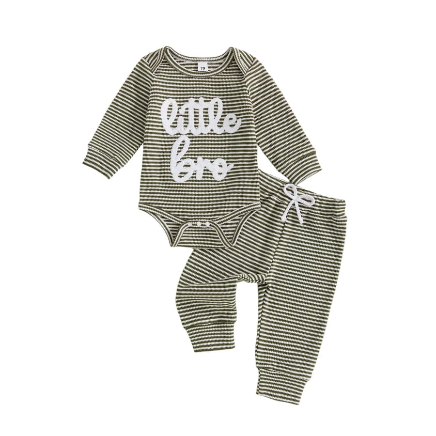 Little Bro Stripe Trackie Set - Forest - Newborn
