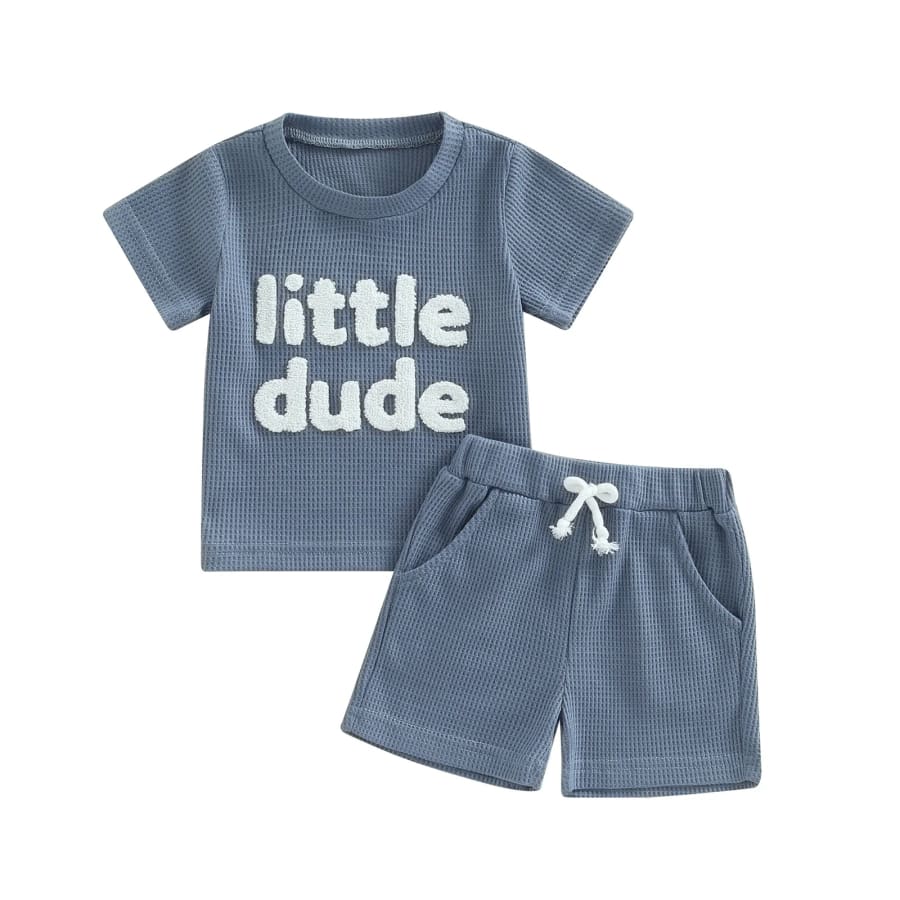 Little Dude Shortie Set - Blue - 0-6 Months