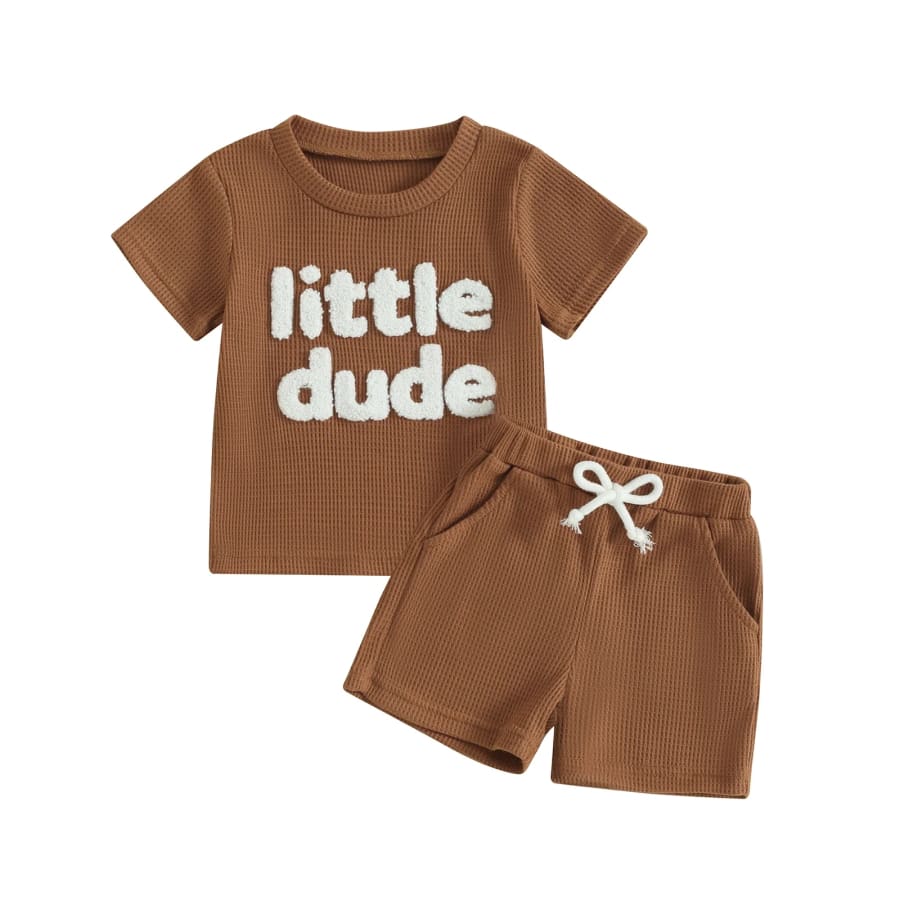 Little Dude Shortie Set - Chocolate - 0-6 Months