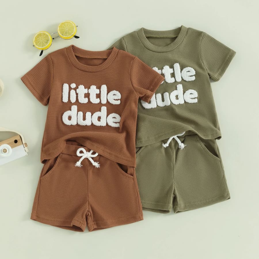 Little Dude Shortie Set - Chocolate - 0-6 Months