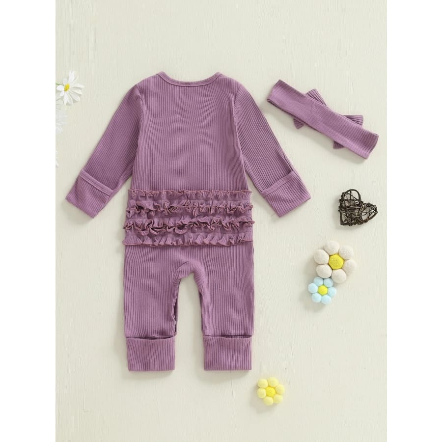 Little Sis Ruffle Butt Jumpsuit Peachy