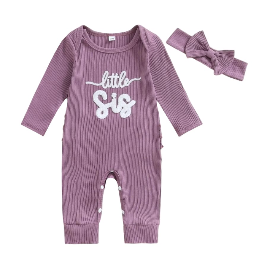 Little Sis Ruffle Butt Jumpsuit Purple Newborn