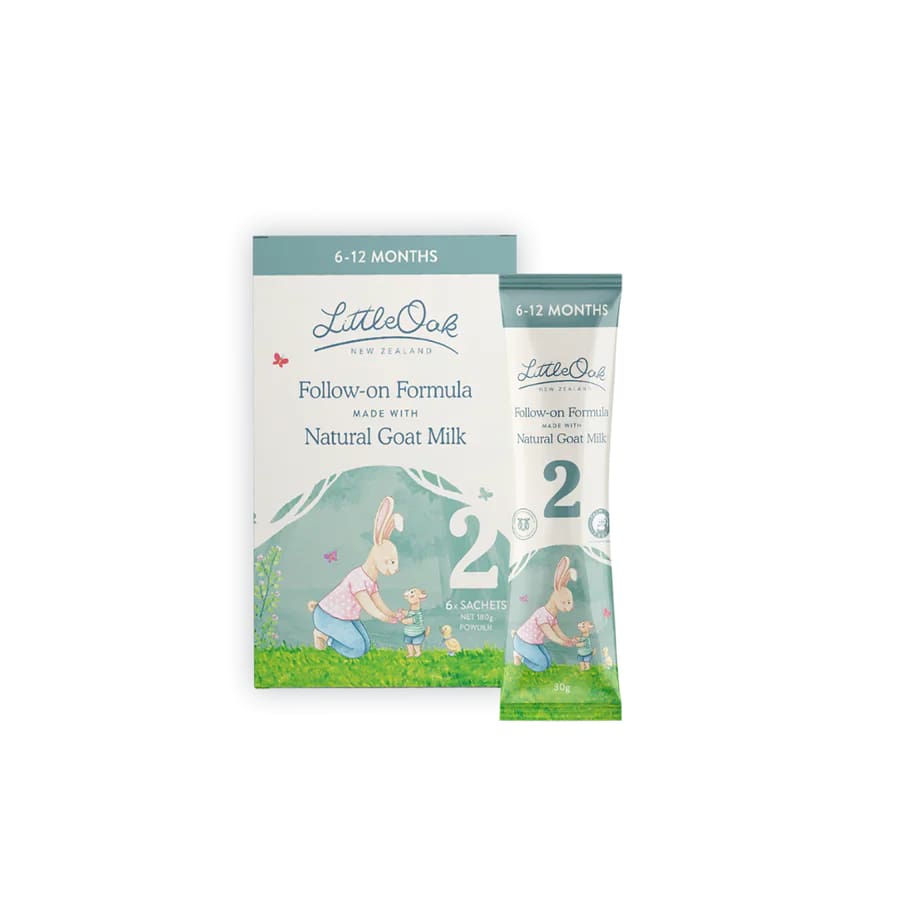 LittleOak Natural Goat Milk Follow on Formula Sachet (12 x 30gm Sachets) - 2 x 6 Sachet Packs - Formula