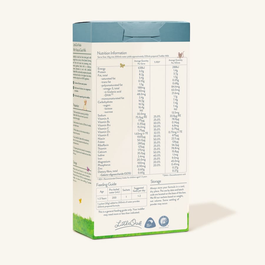 LittleOak Natural Goat Milk Toddler Drink Sachet (12 + months) - Formula