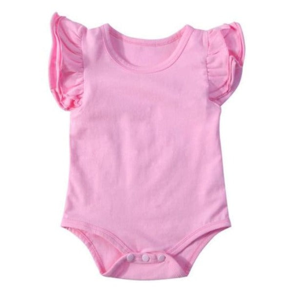 Lola Ruffle Sleeve Onesie - Pink / 0-6 Months - Onesie flutter girl romper