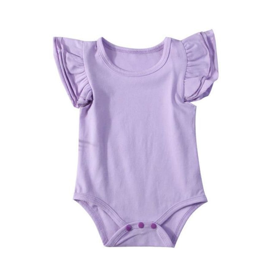 Lola Ruffle Sleeve Onesie - Purple / 0-6 Months - Onesie flutter girl romper