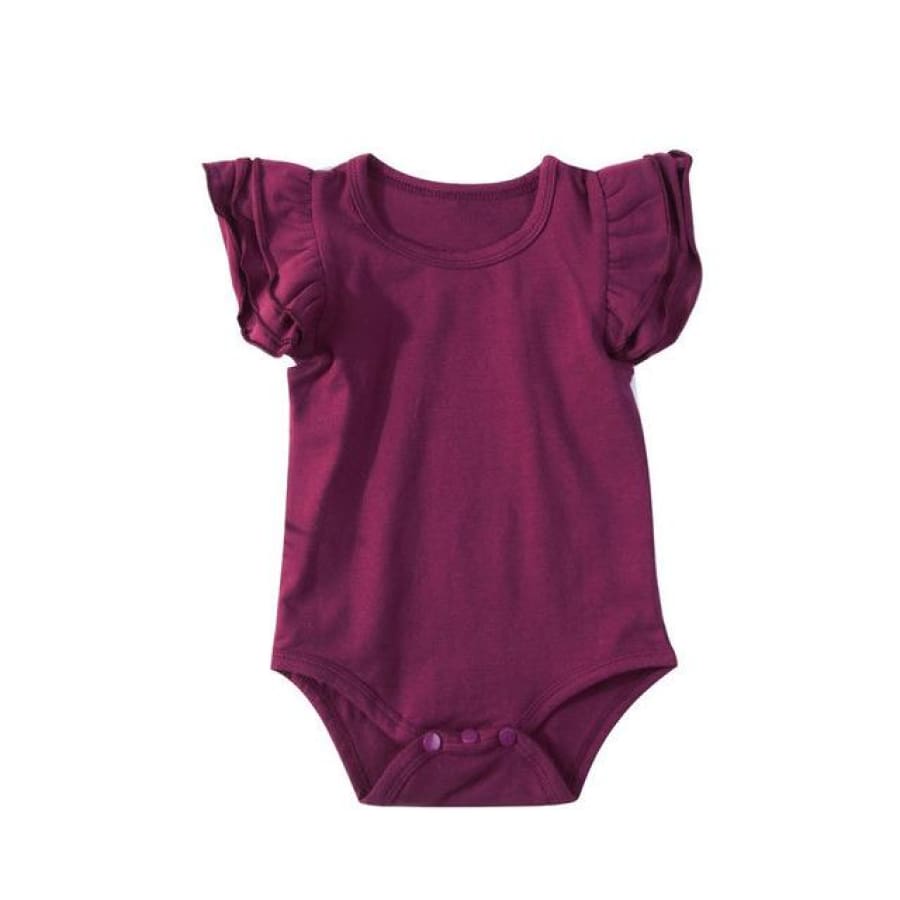 Lola Ruffle Sleeve Onesie - Red / 0-6 Months - Onesie flutter girl romper