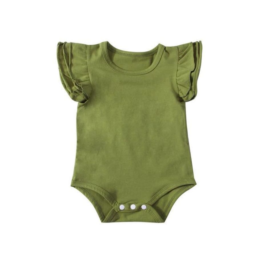 Lola Ruffle Sleeve Onesie - Green / 0-6 Months - Onesie flutter girl romper