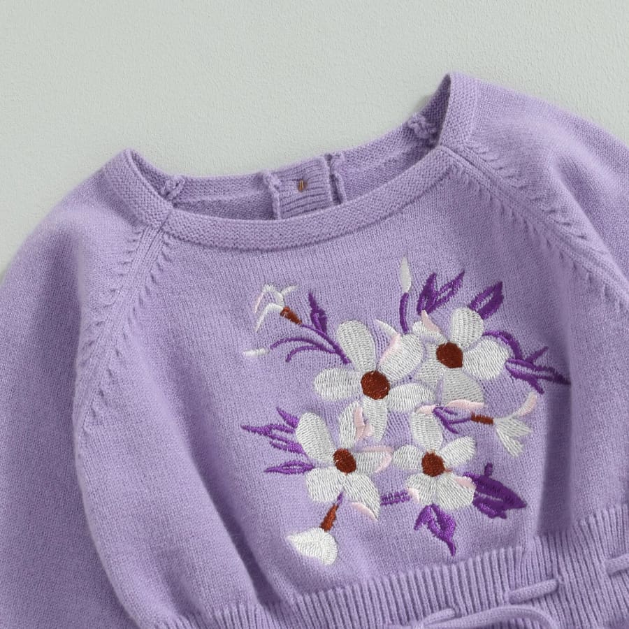 Louisa Floral Knit Romper - Purple