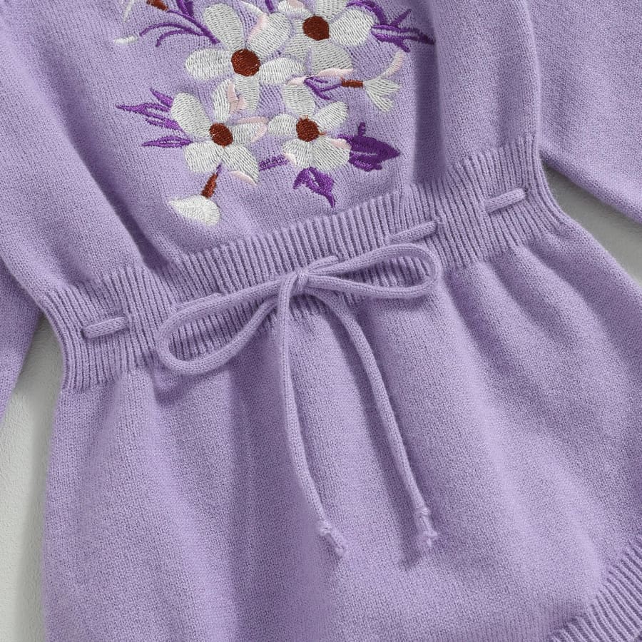 Louisa Floral Knit Romper - Purple