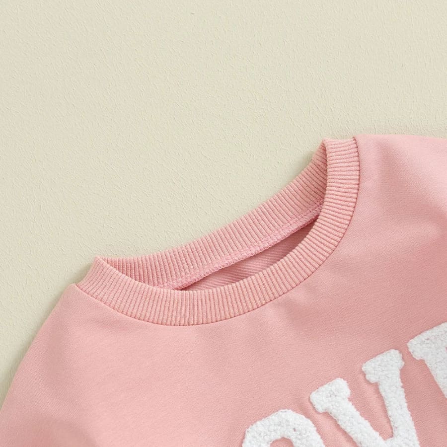 Love Long Sleeve Frill Romper - Pink