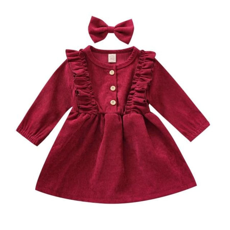 Mabel Flutter Long Sleeve Dress - Rosey Red / 18-24 Months - Dress dress