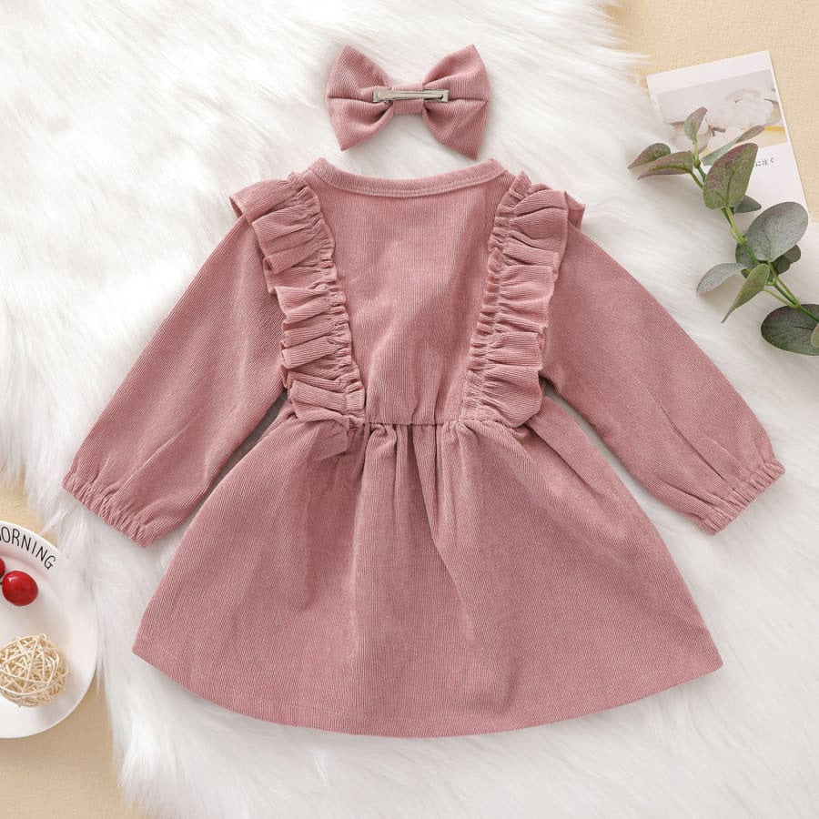 Mabel Flutter Long Sleeve Dress - Pink / 3-4 Years - Dress dress