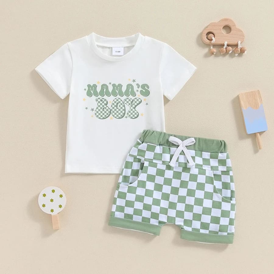 Mama’s Boy Checkers Shortie Set