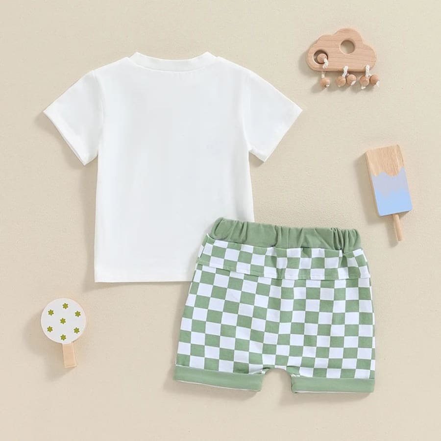 Mama’s Boy Checkers Shortie Set