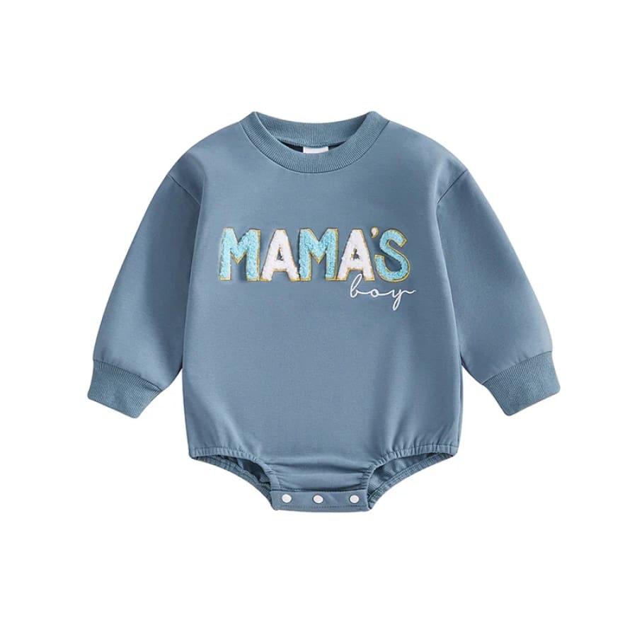 Mama’s Boy Oversize Long Sleeve Onesie - Blue - 0-3 Months