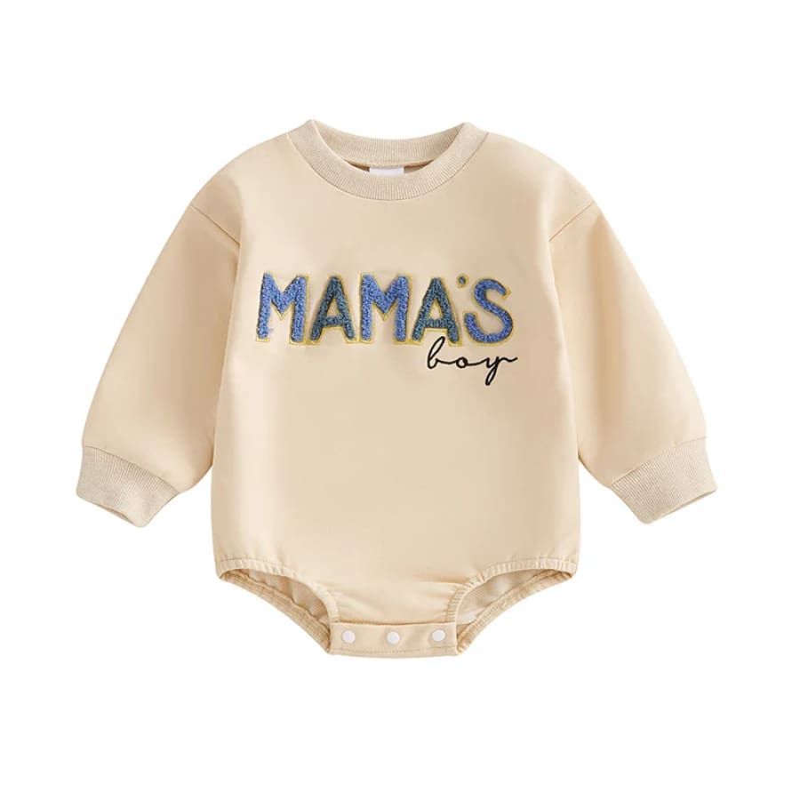 Mama’s Boy Oversize Long Sleeve Onesie - Neutral - 0-3 Months