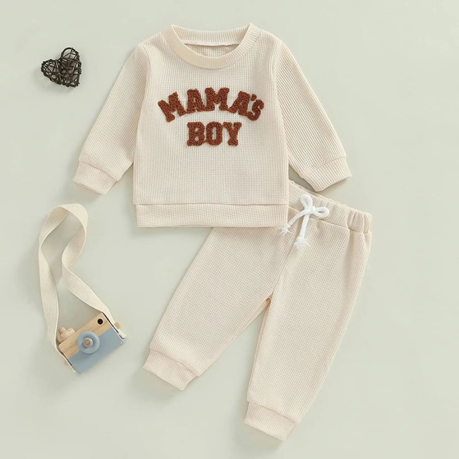 Mama’s Boy Waffle Trackie Set - Coffee