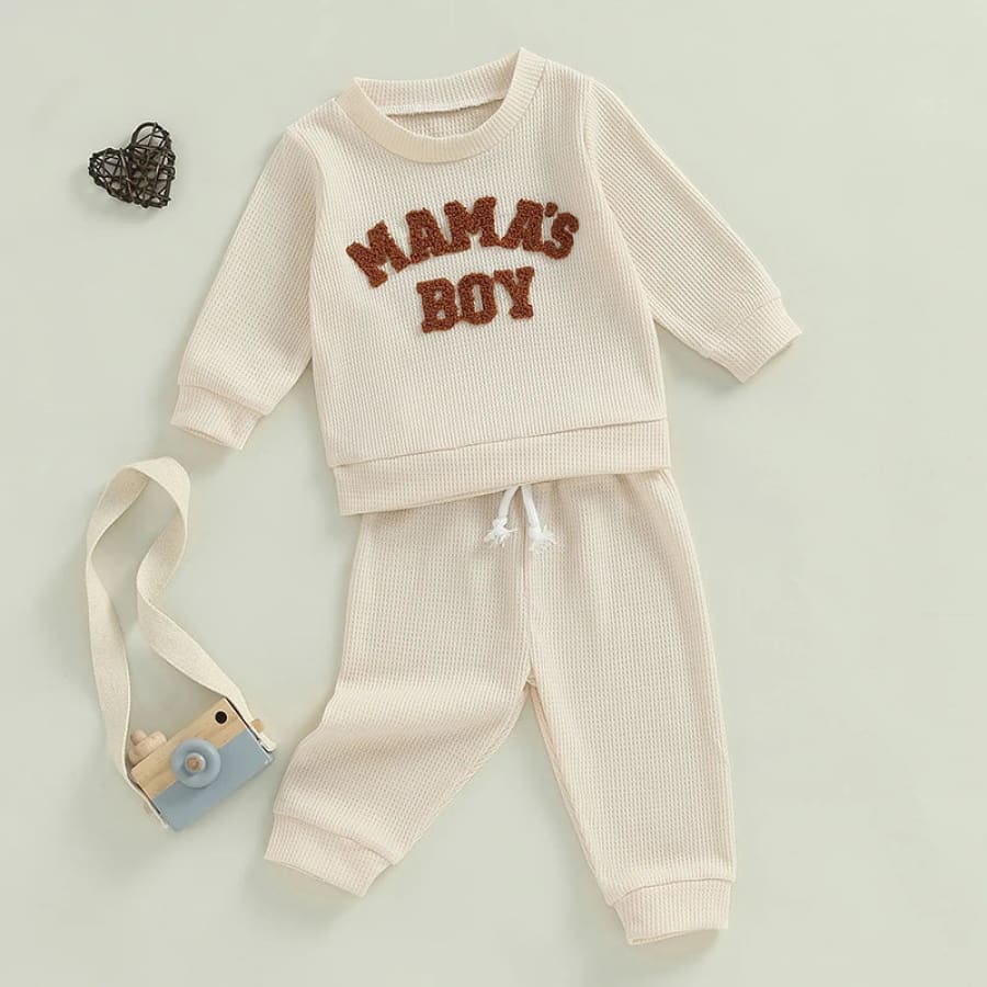 Mama’s Boy Waffle Trackie Set - Coffee