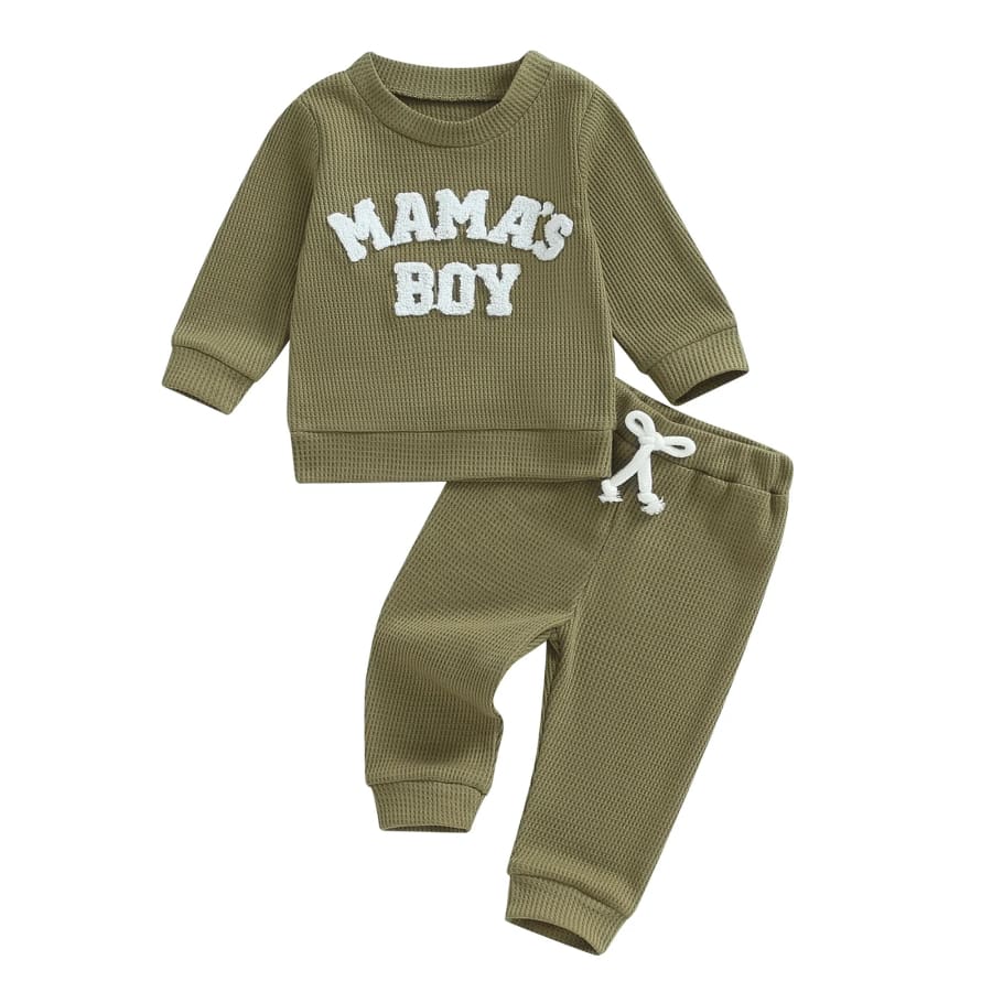 Mama’s Boy Waffle Trackie Set - Coffee