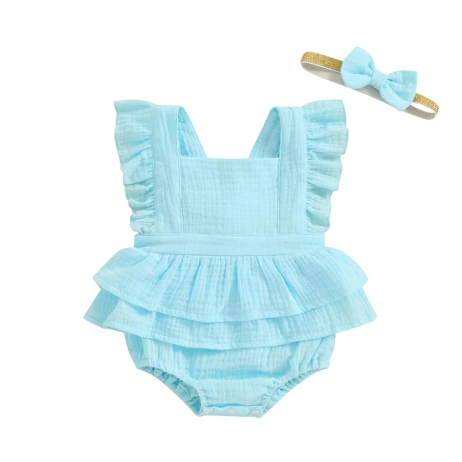Mandie Flutter Romper with Headband - Natural