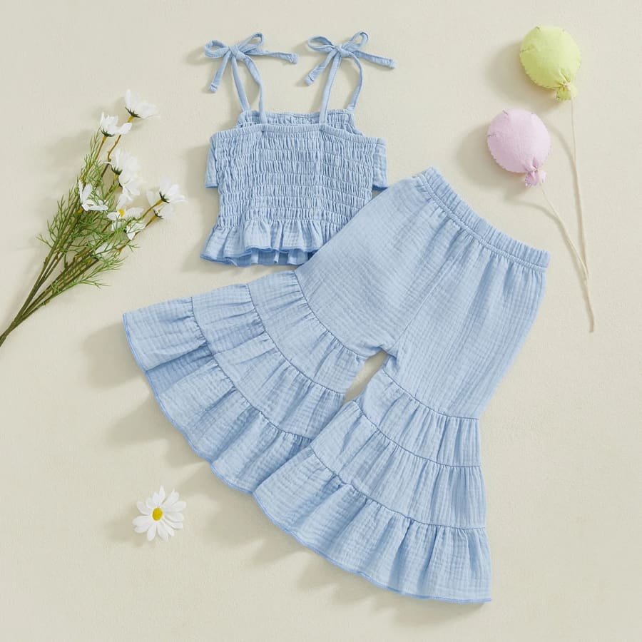 Mariah Ruched Bodice Crop + Flare Set - Snow