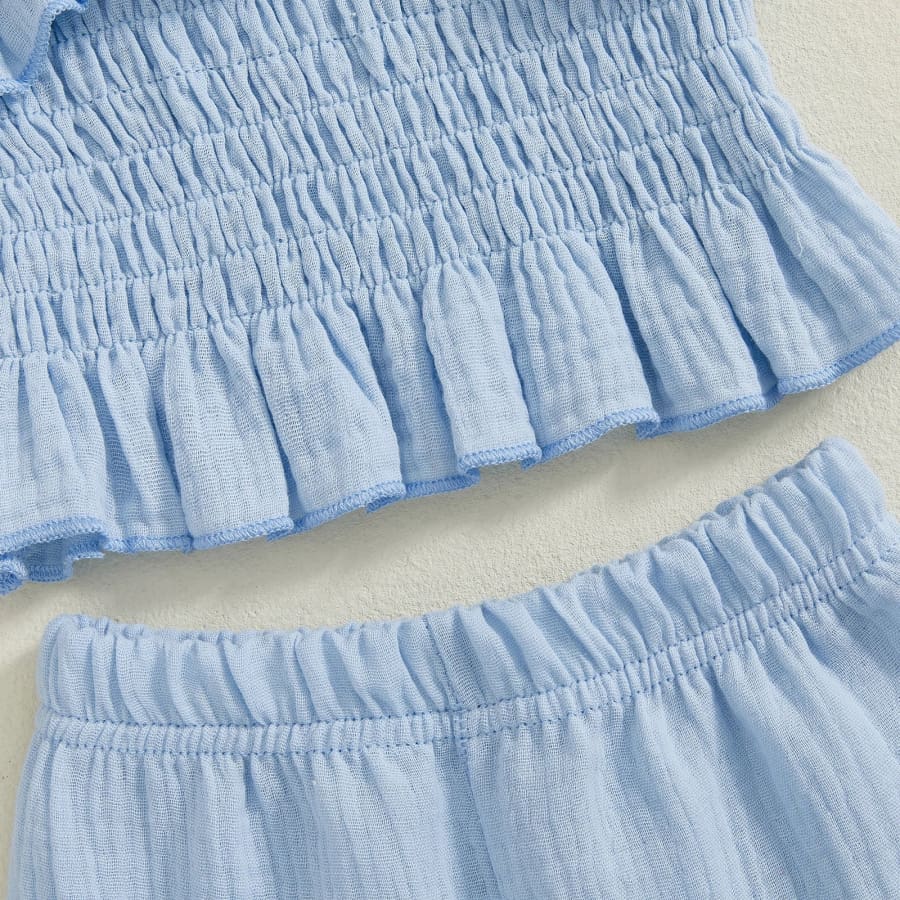 Mariah Ruched Bodice Crop + Flare Set - Snow