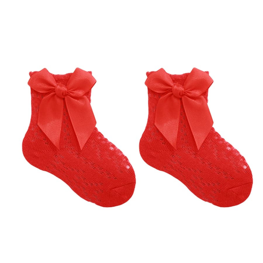 Martina Lace Look Ankle Socks - Red - E / 0-6 Months