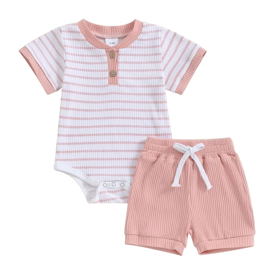 Maui Shortie Set - Blush - 0-3 Months