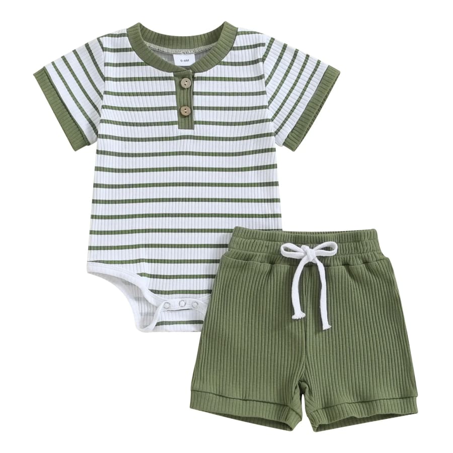 Maui Shortie Set - Forest - 0-3 Months