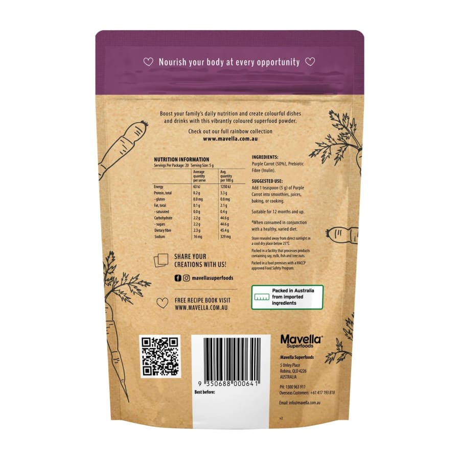 Mavella Purple Carrot Plus Prebiotic Fibre - Supplement