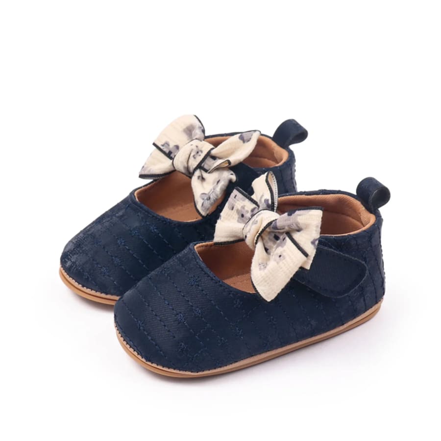 Meghan Bow Pre Walker - Navy - 0-6 Months