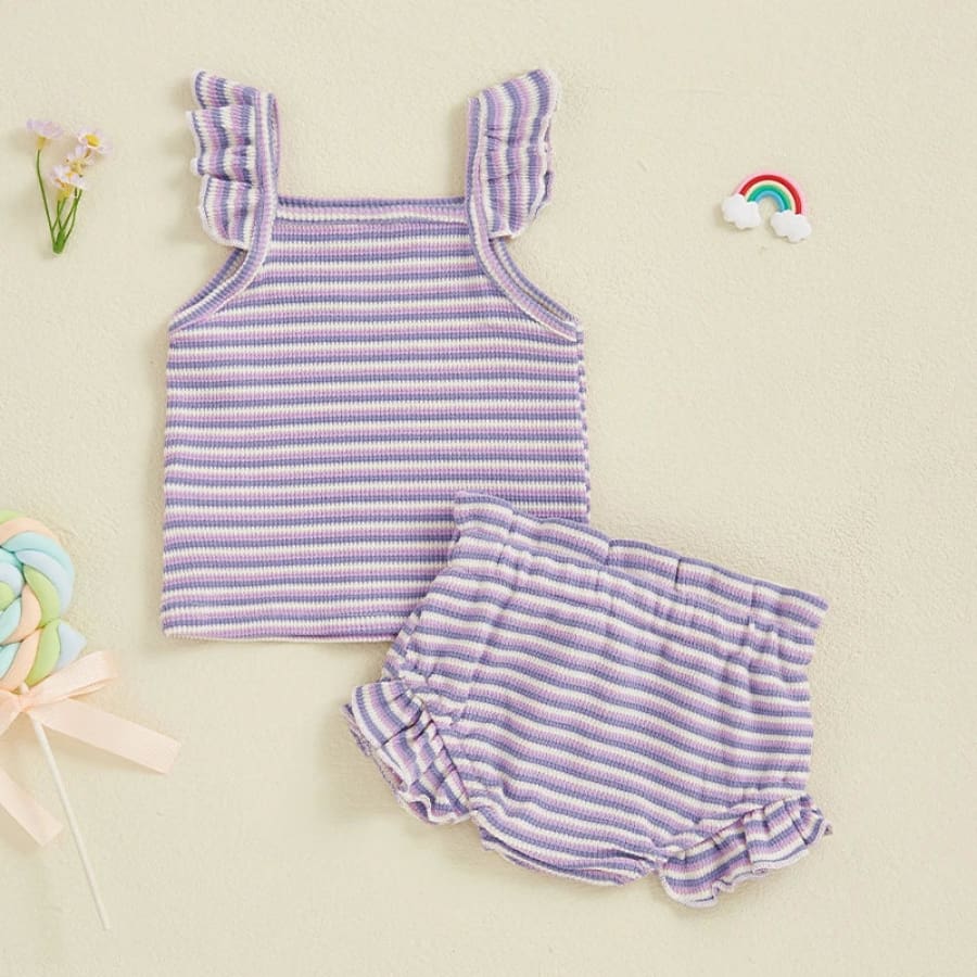 Melanie Stripe Bloomer Set - Natural