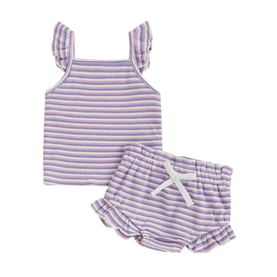 Melanie Stripe Bloomer Set - Purple - 0-3 Months
