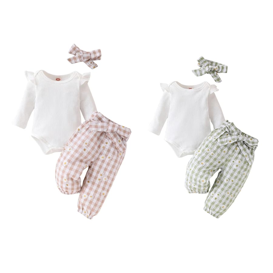 Melina Check Daisy Pant Set - Green