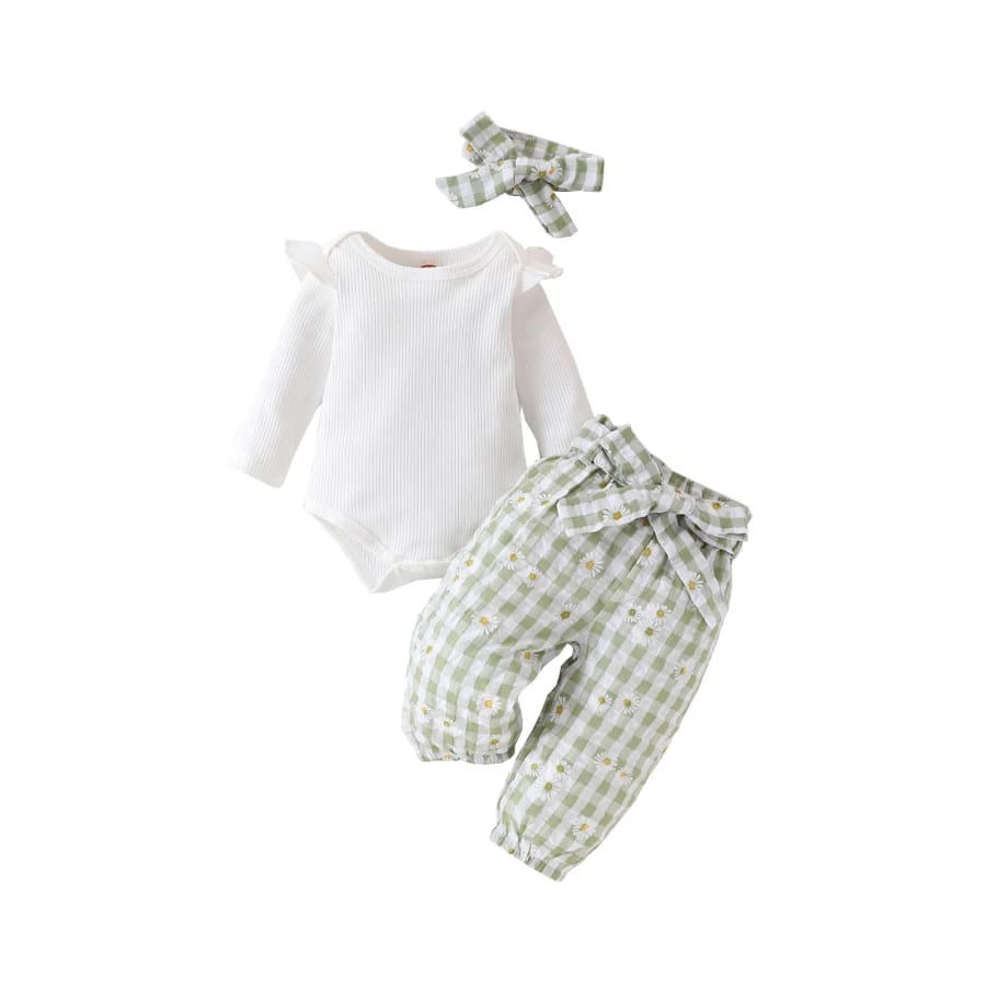 Melina Check Daisy Pant Set - Pink