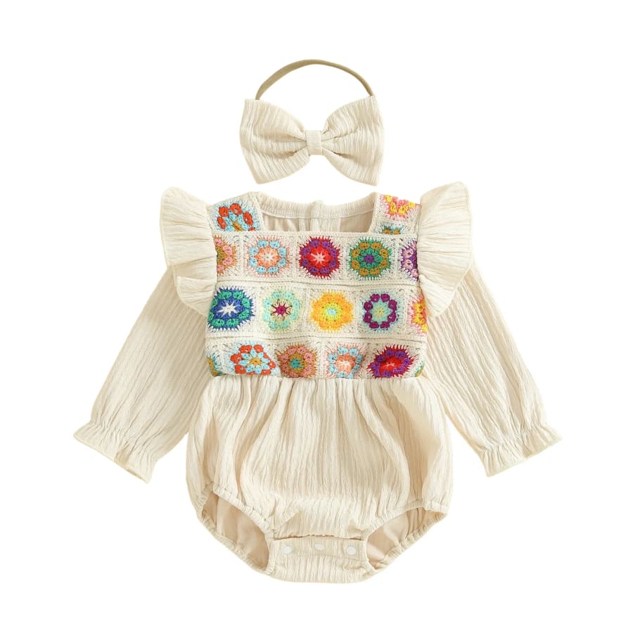 Melinda Knit Bodice Romper - Milk - 0-3 Months