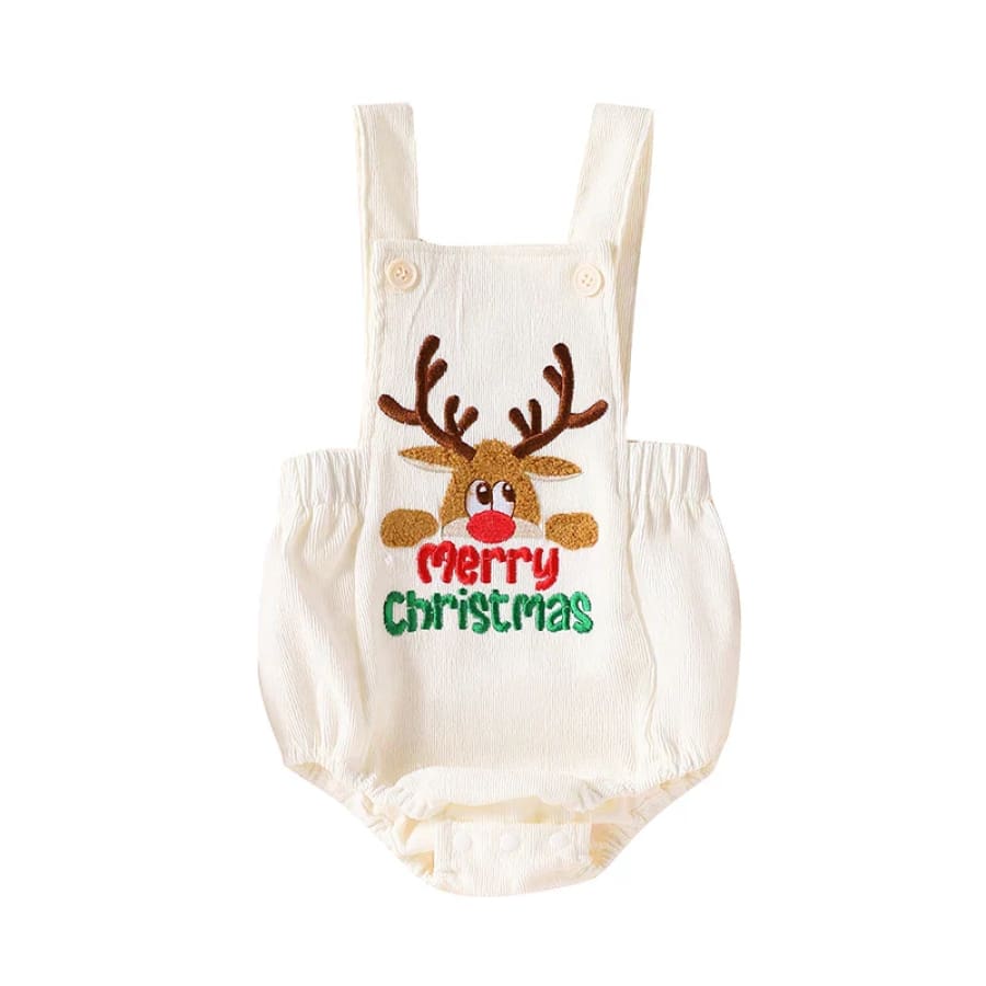 Merry Christmas Reindeer Romper - 0-3 Months
