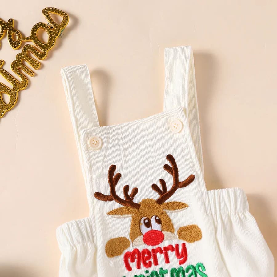 Merry Christmas Reindeer Romper - 0-3 Months