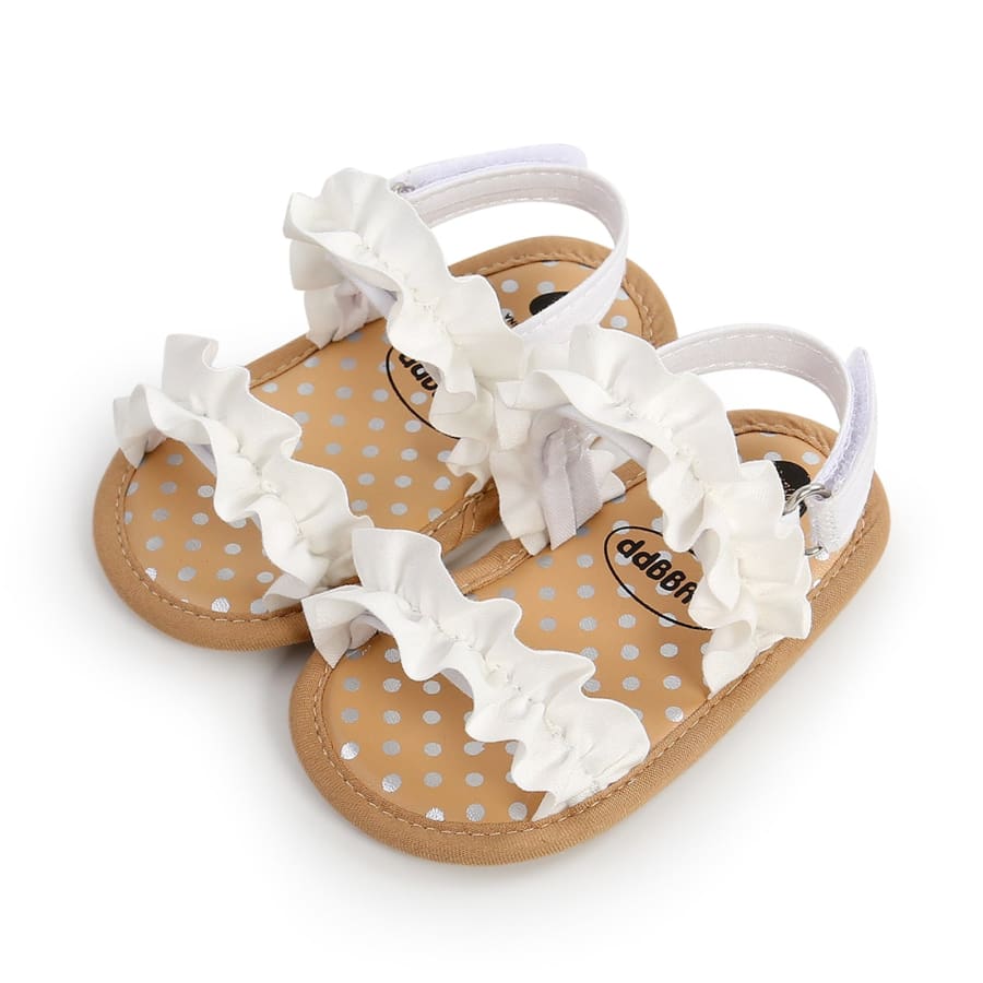 Mia Ruffle Soft Sole Sandal - Snow - 0-6 Months