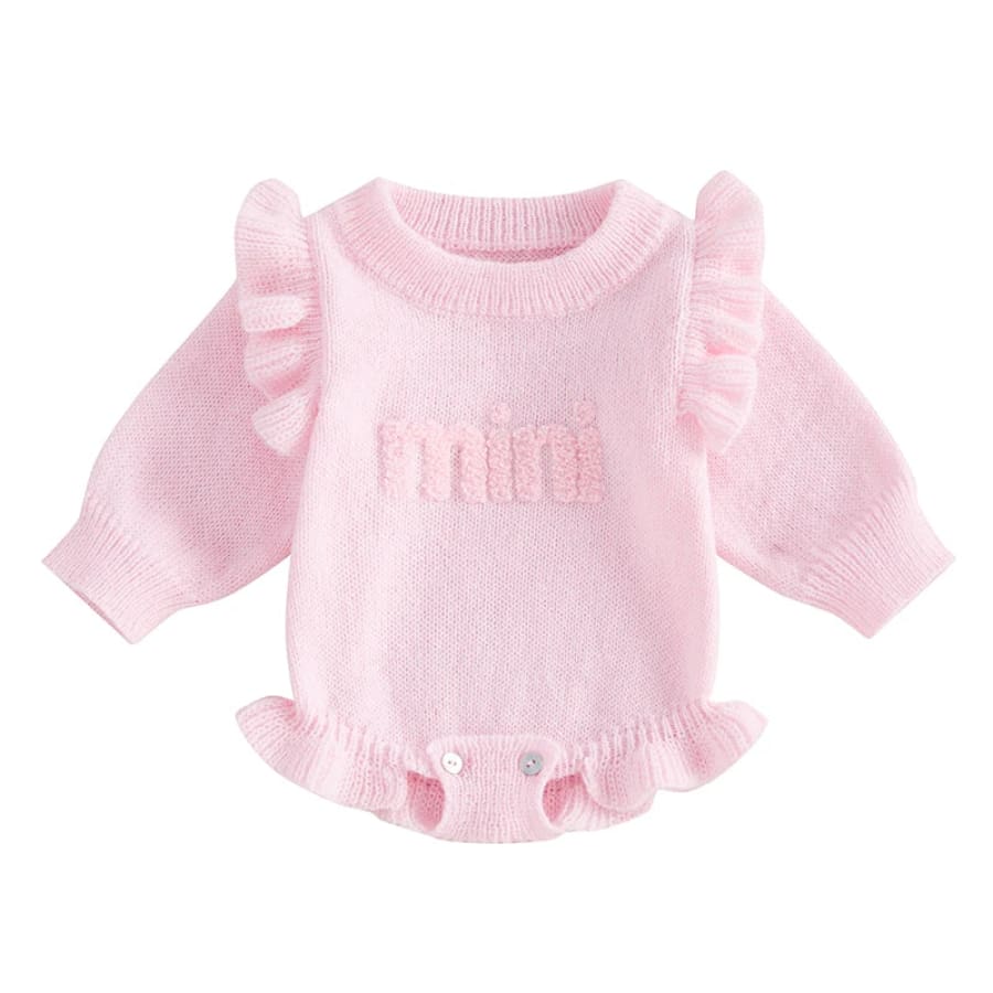 Mini Knit Romper Pink - 0-3 Months