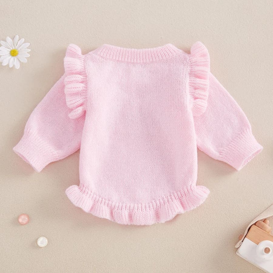 Mini Knit Romper Pink - 0-3 Months