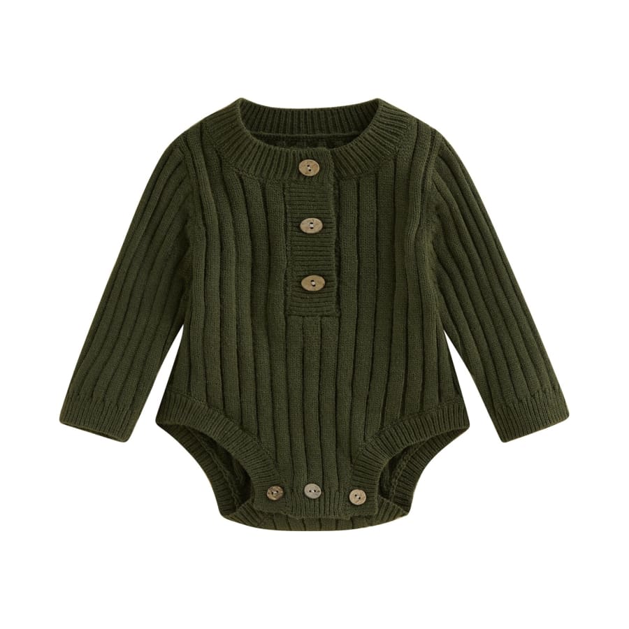 Morgan Ribbed Knit Romper - Moss - 0-3 Months
