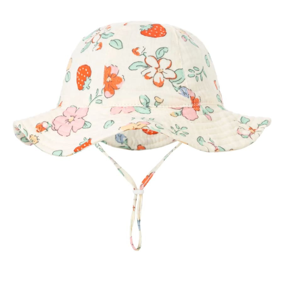 Muslin Bucket Sun Hat - Colourful Hearts