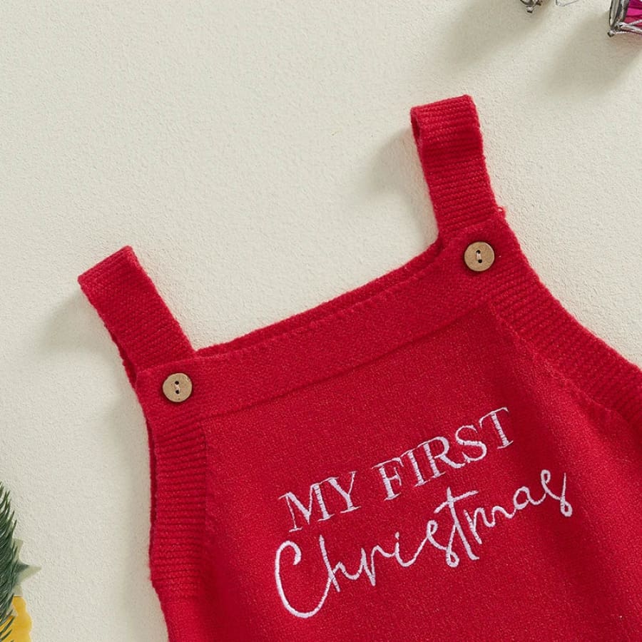 My First Christmas Knit Romper - Ruby